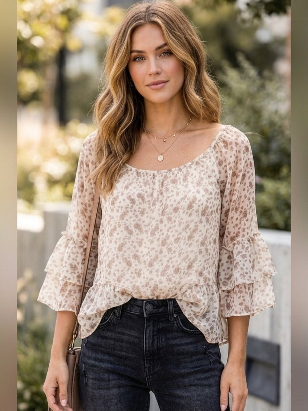 Via Signoria Italy Silk Floral Peplum Blouse S